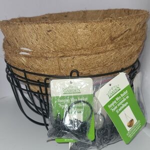 Hanging Wire Basket Planters with Coco Liner Set Of 4 Planters And 4 Liners